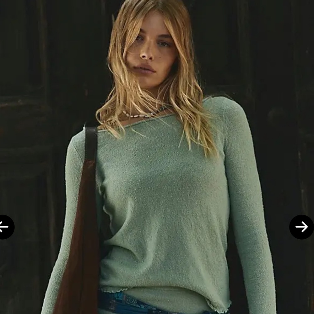 Free People NWT Free-est Cabo Long Sleeve SweaterTop in Summer Sage Size XL